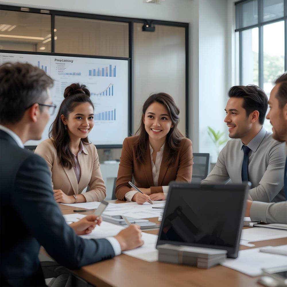 Executive team analyzing an AI roadmap