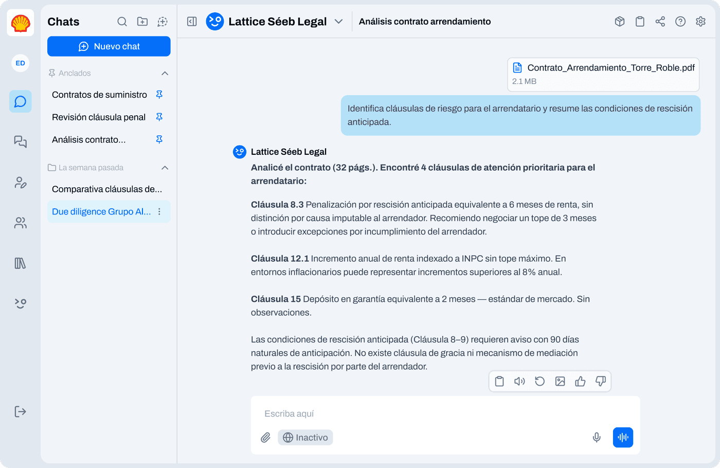Lattice Platform — interfaz de chat, agentes y automatizaciones