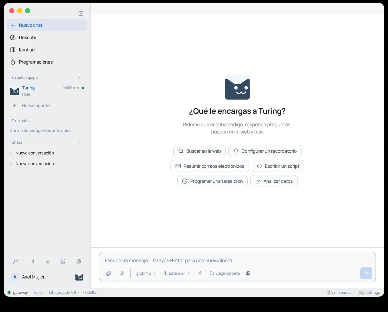 Lattice Kaná en macOS: un agente propio, el modelo a elegir y una carpeta local para trabajar